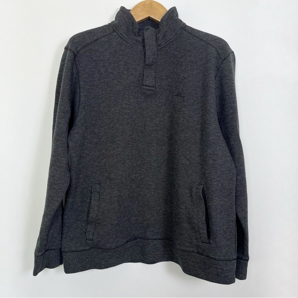 Tommy‎ Bahama Men’s Dark Grey Quarter Zip Mockneck Sweatshirt Size Large